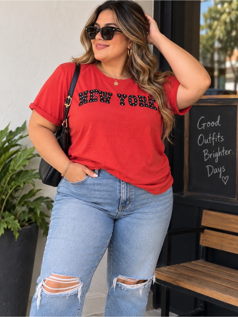 Red 'New York' Graphic Tee - Women's Casual Top